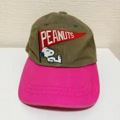 ピーナッツ　子供用　キャップ　スヌーピー　ロゴ　正規品　ピンク　カーキ