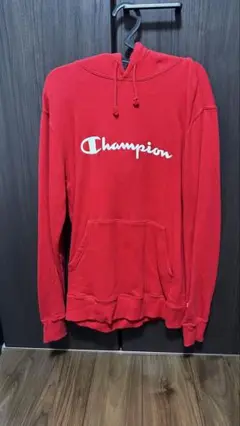 Champion レッド フード付きパーカー X-LARGE