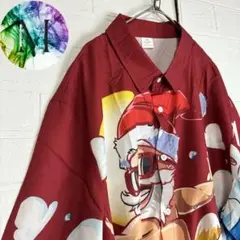 新品　未使用　裸　サンタクロース　サーフィン　アロハ　シャツ　メンズ　総柄　赤