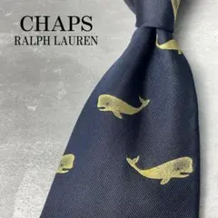 美品 CHAPS RALPH LAUREN クジラ柄 小紋柄 ネクタイ ネイビー