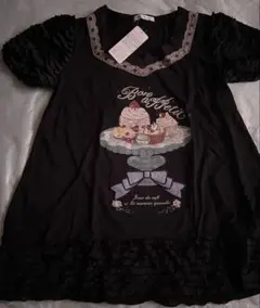 ✴︎axes femme✴︎カップケーキプリント 半袖Tシャツ 黒・Mサイズ