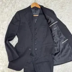 ✨️極美品 コムサイズム スリーピース スーツ シャドーストライプ ネイビー