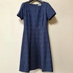 【美品】NATURAL BEAUTY ひざ丈半袖ワンピース　38（9号相当）