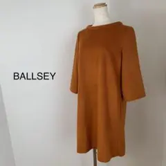 BALLSEYワンピース七部袖ひざ丈サイズ38オンレジ色