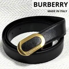 未使用 BURBERRY LONDON ベルト イタリア製 本革 ロゴ バックル