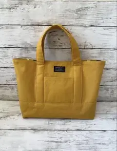 トートバッグ　ハンドメイド　ミニトート　お散歩バック　マスタード