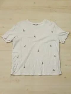 ZARA 刺繍ホワイトTシャツ Sサイズ