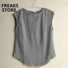 FREAK'S STORE ノースリーブ　ワッフル　グレー　フレンチスリーブ