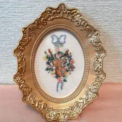 プチポアンヴァイオリン刺繍額