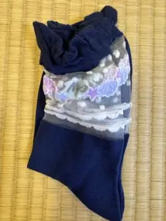 mezzo piano ジュニア フリル付き靴下 ネイビー【未使用】
