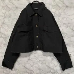 JEANASIS 短丈トップス ブラック クロップド ミリタリージャケット