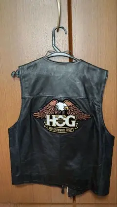 Harley Owners Group ブラック レザー ベスト Lサイズ