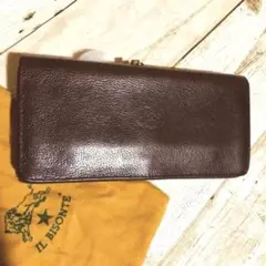 【IL BISONTE 長財布】ロングウォレット ブラウン 茶色 シボ革 刻印