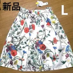 インポート花柄フレアスカート 。Lサイズ。新品。