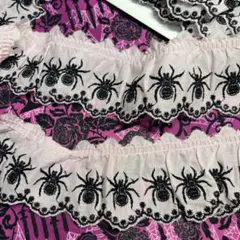 ハロウィン　綿レース　スパイダー柄　レア