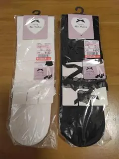 【しまむら】　眞白ありす　フリルガーター付きシアーオーバーニーソックス　白＆黒