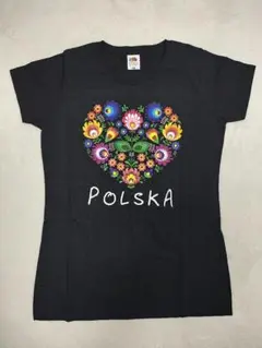 ポーランド　FRUIT OF THE LOOM ハート型花柄 Tシャツ Mサイズ