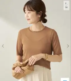 plage sheer mesh TEE ブラウン