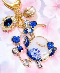 ぶら下がりシマエナガ　宝石シリーズ　キーホルダー