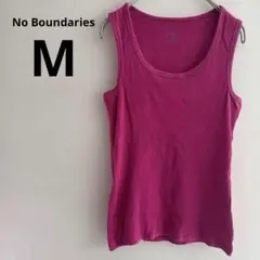 No Boundaries タンクトップ リブ編み マゼンタ M ピンク