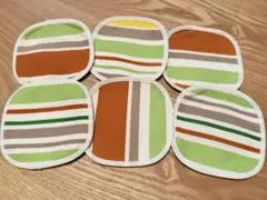 【未使用】 コースター 布製 カラフル ボーダー