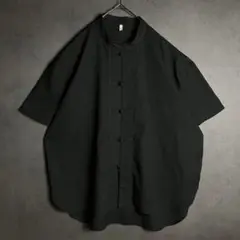 美品✨半袖シャツ 麻&レーヨン混 チャイナボタン ゆるダボ 黒 2XL