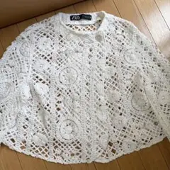 ZARA レース ホワイト カーディガン【XS】