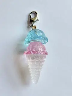 アイスクリーム チャーム ブルーハワイ＆ストロベリー レジン