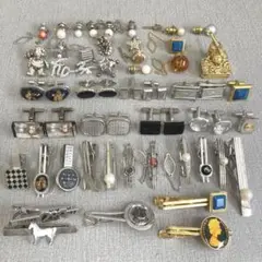 【HE】お買い得✨メンズ　カフス　ネクタイピン　まとめ売り　シルバー　ゴールド