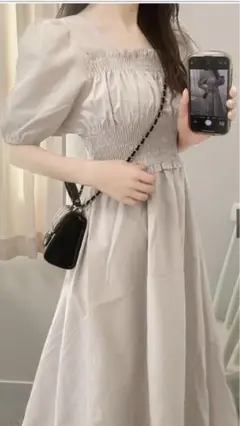 シャーリングロングワンピース[ac1906] grl グレイル　ベージュ