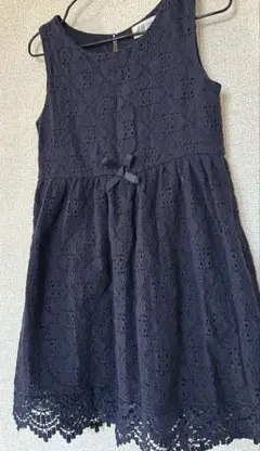 【古着】 H&M ネイビー レース ノースリーブ ワンピース
