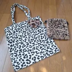 ヒョウ柄トートバッグと巾着セット