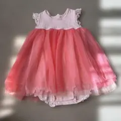 プチバトー　チュール　ワンピース　ロンパース　ピンク　81