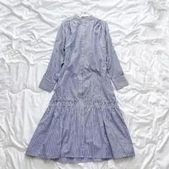 美品✨フィーカ　ストライプ　ティアード　シャツワンピース　free