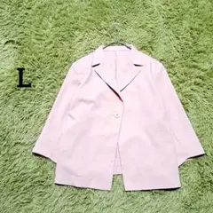 【サマージャケット】テーラード　L　ベージュ　薄手　オフィス　夏　1つボタン