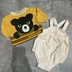 ファミリア ピンクベージュロンパース ミキハウス ロンティ70