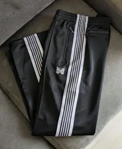 Needles ニードルス トラックパンツ L スムース ブラック×ホワイト