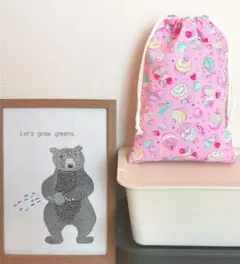 カラフルスイーツ柄上履き入れ(ピンク)