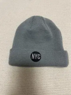グレー NYCロゴ ニット帽