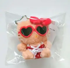 日焼けキティ　水着　ビキニ　水玉　サングラス　マスコットキーホルダー　ハワイアン