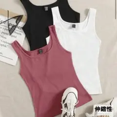 SHEIN EZwear マルチカラー タンクトップ XS ピンクと黒