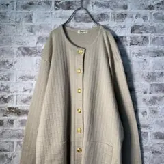 【ヴィンテージ】レトロ 丸首カーディガン ゴールドボタン 古着usedAS113