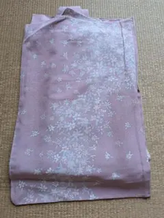花柄 くすみピンク 洗える着物　さんび　身丈157