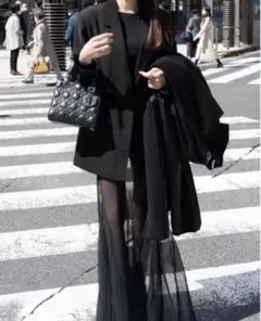 VELLA FRED SHEER DRESS シアードレス BLACK M