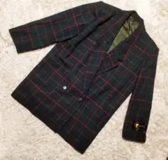 美品 MAX MARA ツイードダブルジャケット カシミヤ30% グリーン系 9