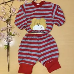 ベビーセットアップ　クマチェック柄パジャマ　90