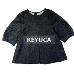 KEYUCA シャイニージャガードブラウス FREE SIZE ブラック 五分袖