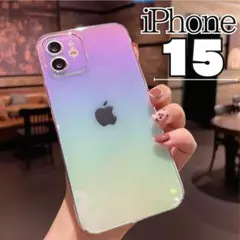 iPhone15ケースオーロラレインボース虹スマホケースアイフォンクリア