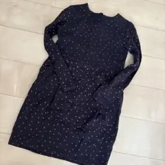H&M ネイビー ドット柄 ワンピース US 8/10