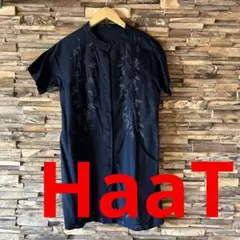Haat 黒刺繍シャツワンピース